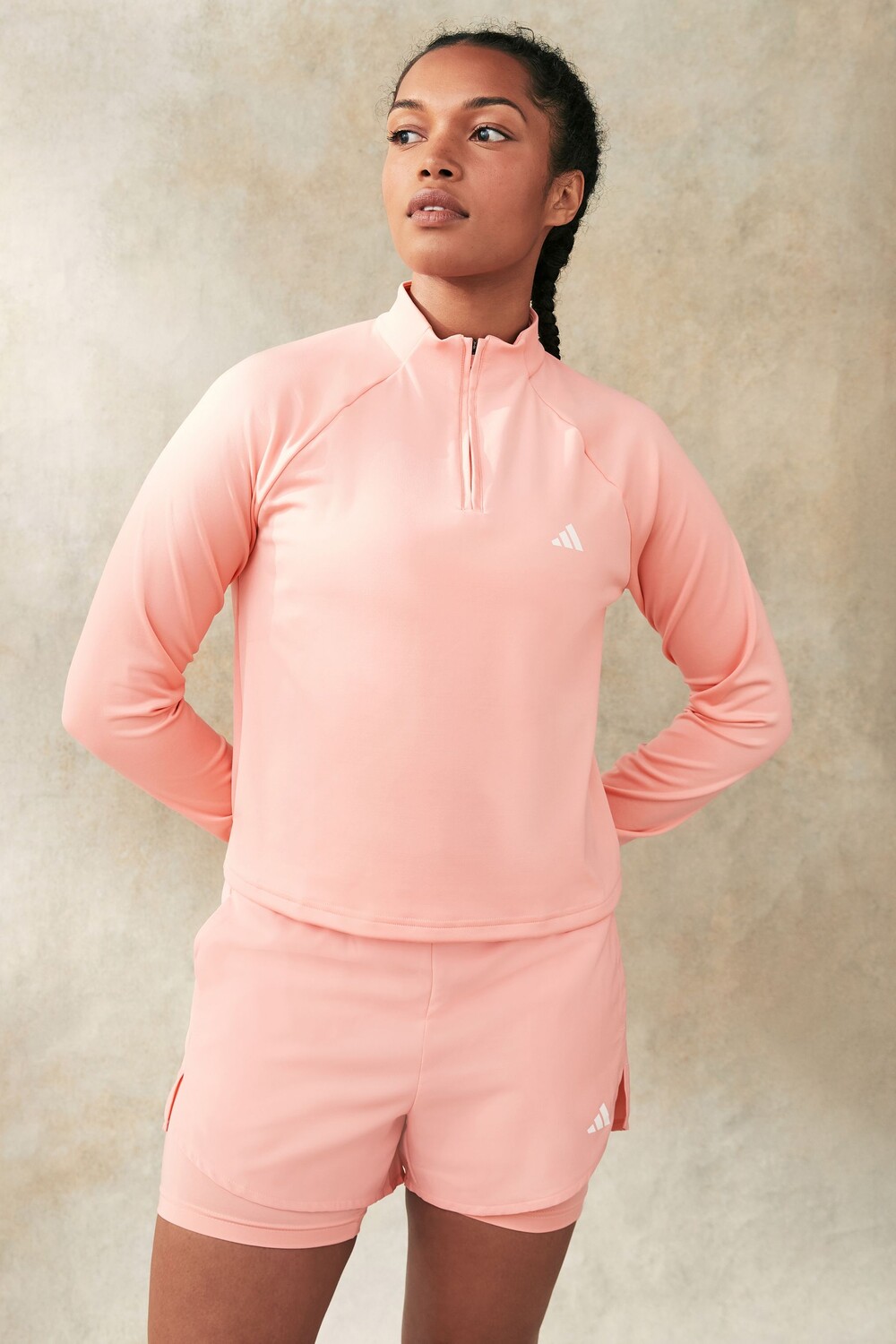 

Тренировочный свитер с застежкой молнией 1/4 Adidas, розовый