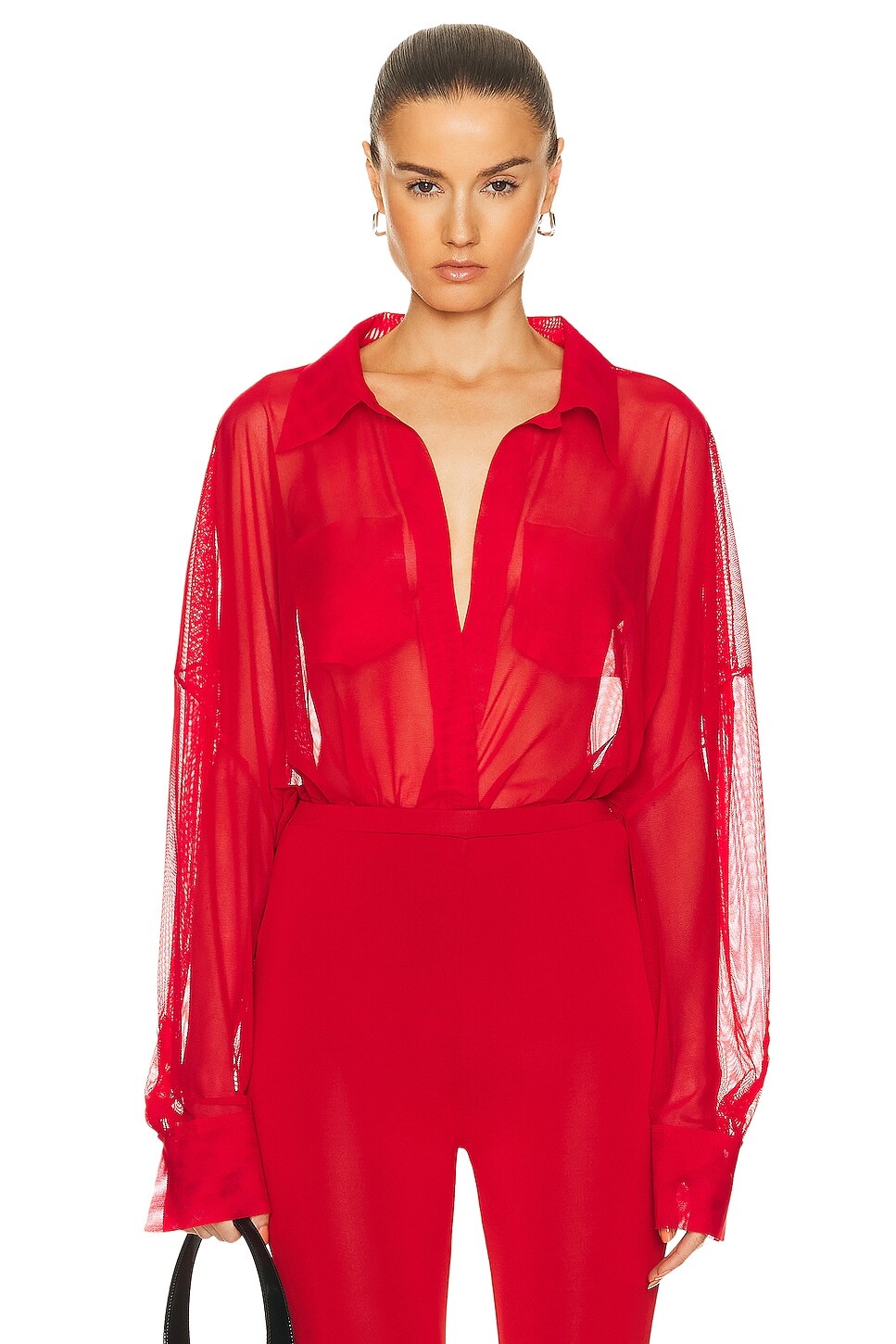 

Боди Norma Kamali Super Oversized Boyfriend Shirt, цвет Tiger Red