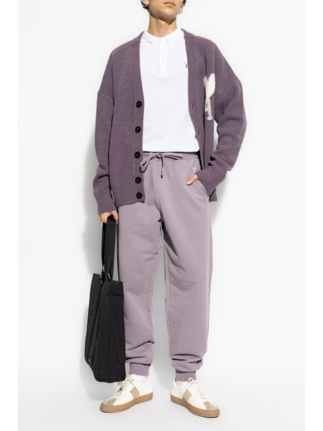 AMI Paris спортивные брюки с монограммой Ami de Coeur, фиолетовый — фото 2