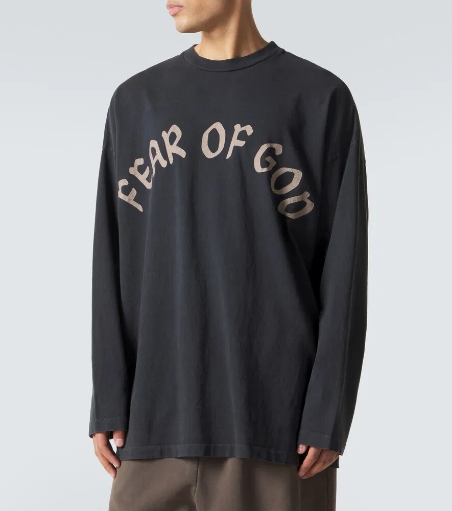 Футболка из хлопкового трикотажа с логотипом Fear of God, черный — фото 3