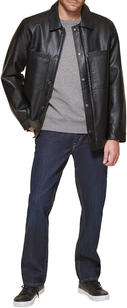 Мужская куртка-рубашка Levi's из искусственной кожи свободного кроя, Black — фото 2