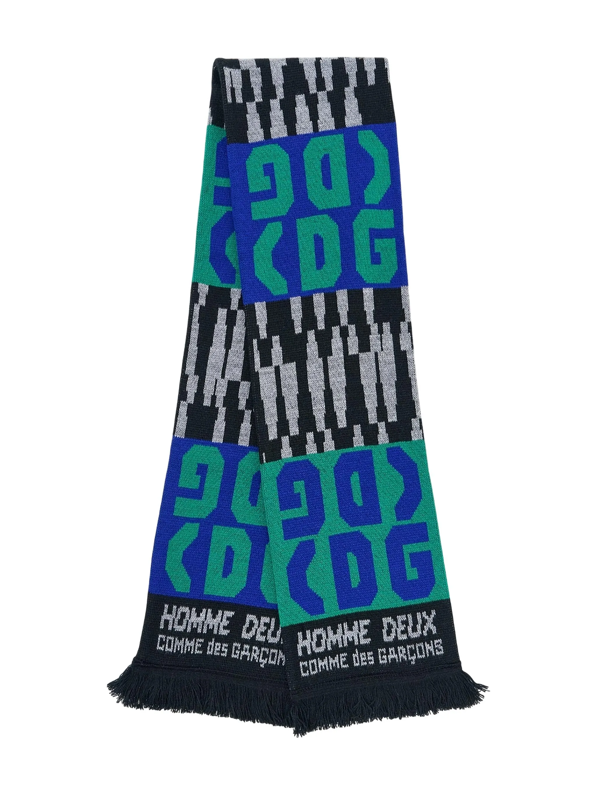 

Шарф с бахромой и логотипом CDG Comme Des Garçons Homme Deux, синий