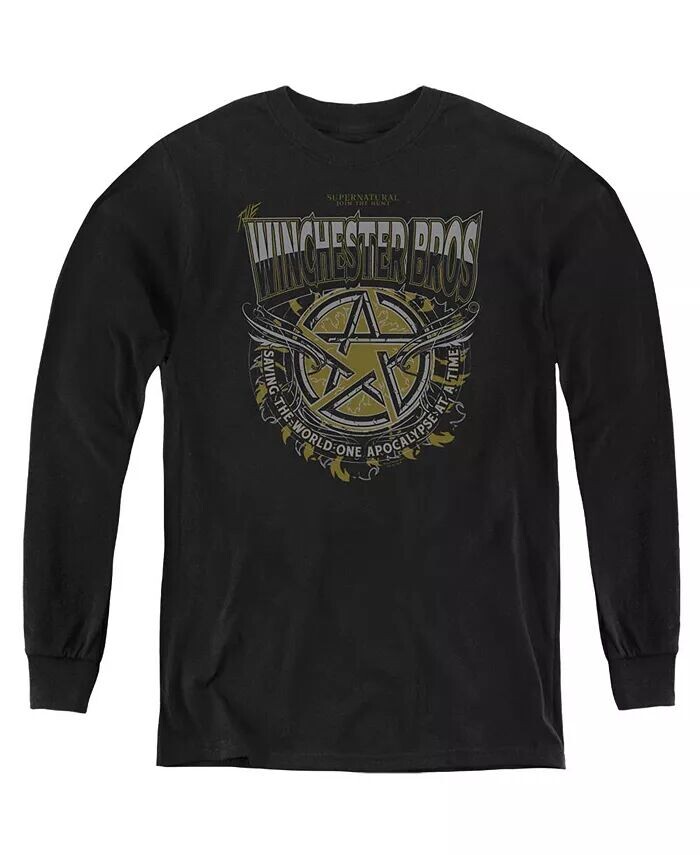 

Свитшот с длинным рукавом Winchester Bros для мальчиков Supernatural, черный
