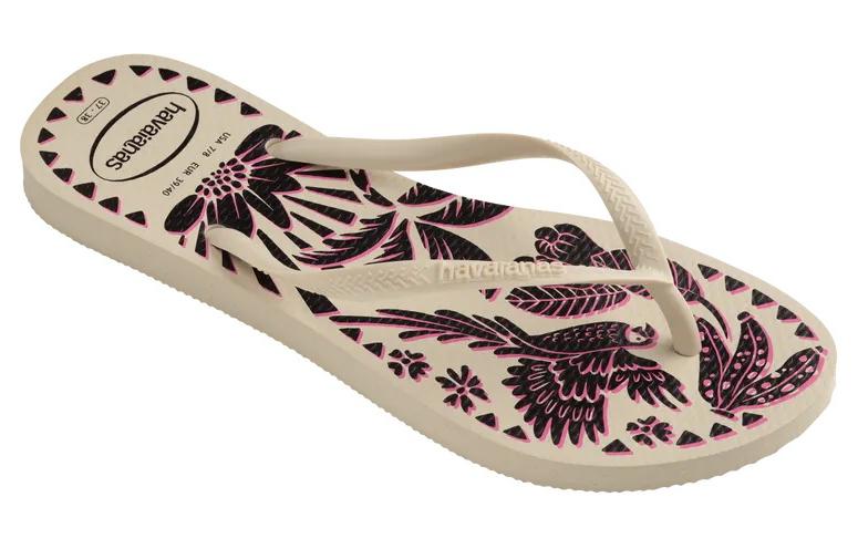 Женские устойчивые к истиранию шлепанцы бежево-черные Havaianas — фото 2