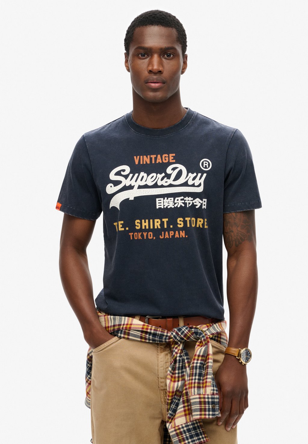 

Футболка с принтом VINTAGE LOGO CALI Superdry, темно-синий