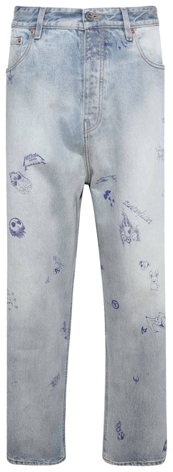 

Джинсы Vetements Scribbled Baggy Jeans 'Light Blue', синий