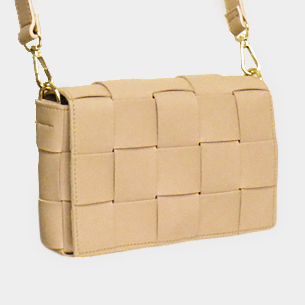 

Искусственная кожа Плетеная поясная сумка через плечо FASHNZFAB, бежевый