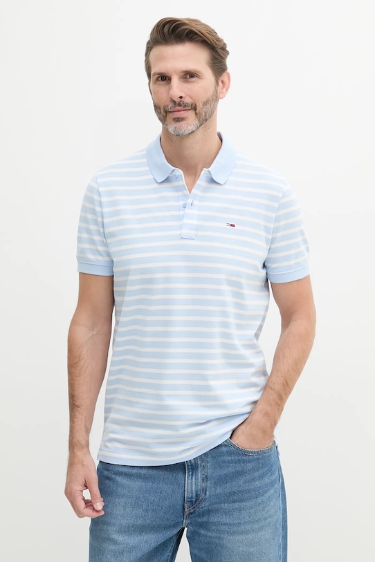 

Хлопковая поло Tommy Jeans, синий