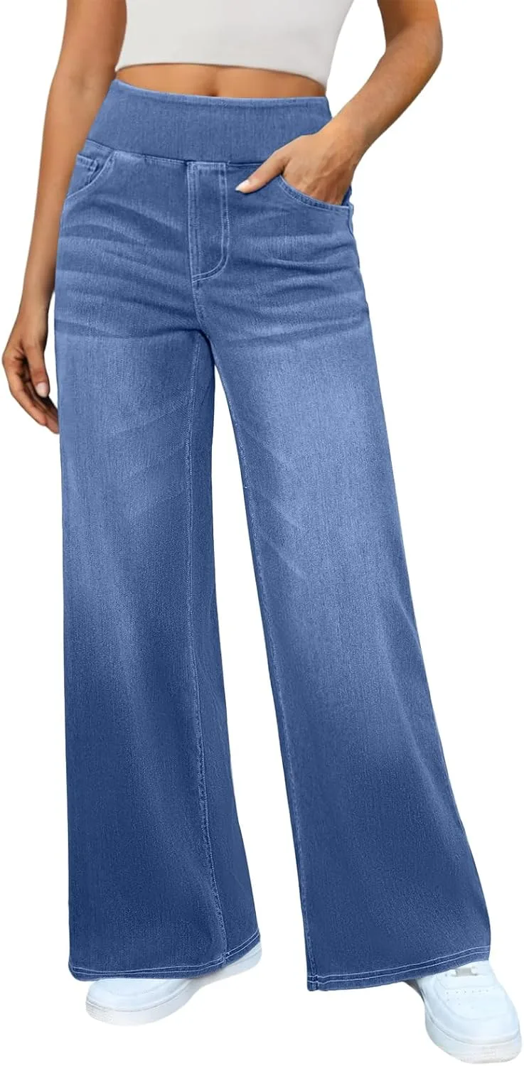Джинсы для женщин Relaxed Fit Stretch High Waisted с эластичным поясом