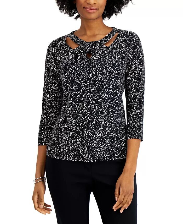 

Топ с принтом и воротником-стойкой Kasper, черный