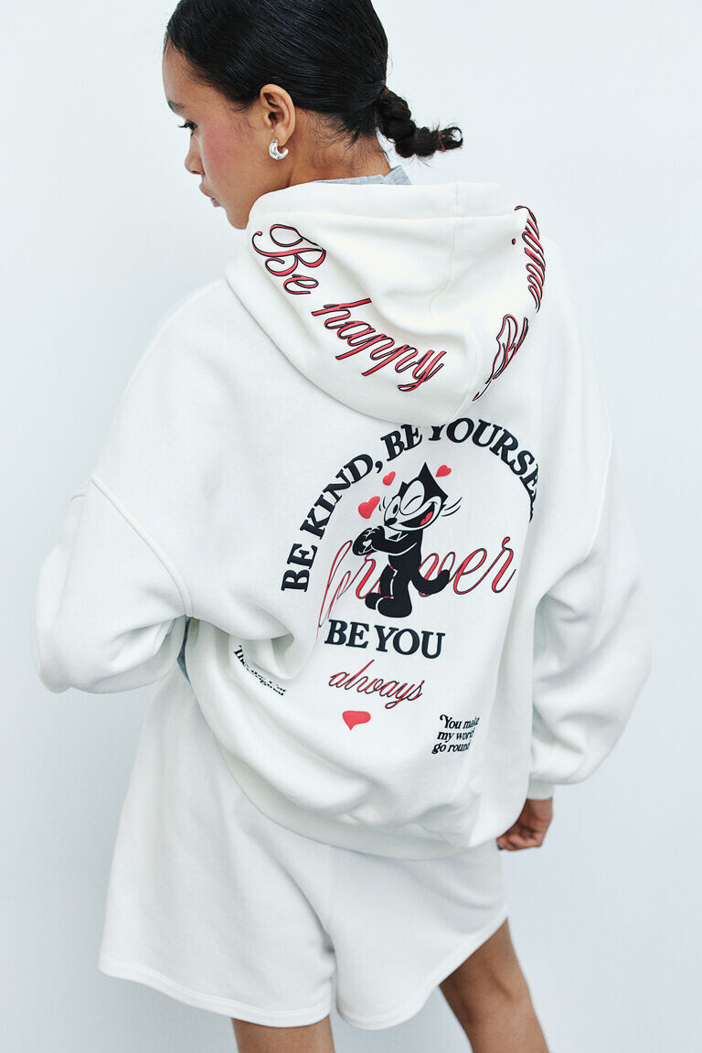 

Толстовка оверсайз с принтом H&M, бежевый