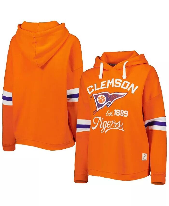 

Женский оранжевый рваный пуловер с капюшоном Clemson Tigers Super Pennant Pressbox