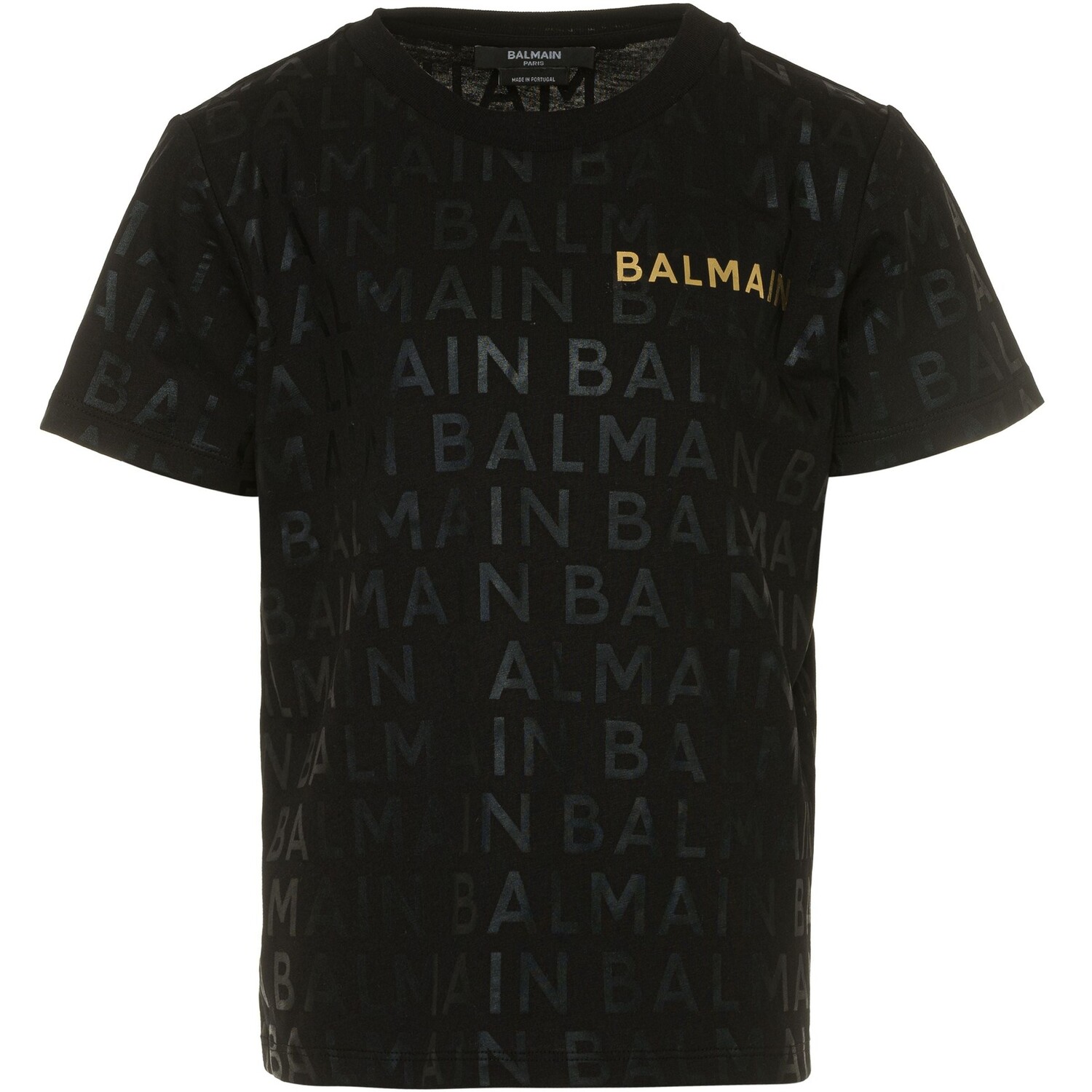 

Черно-золотая футболка с логотипом Balmain, черный
