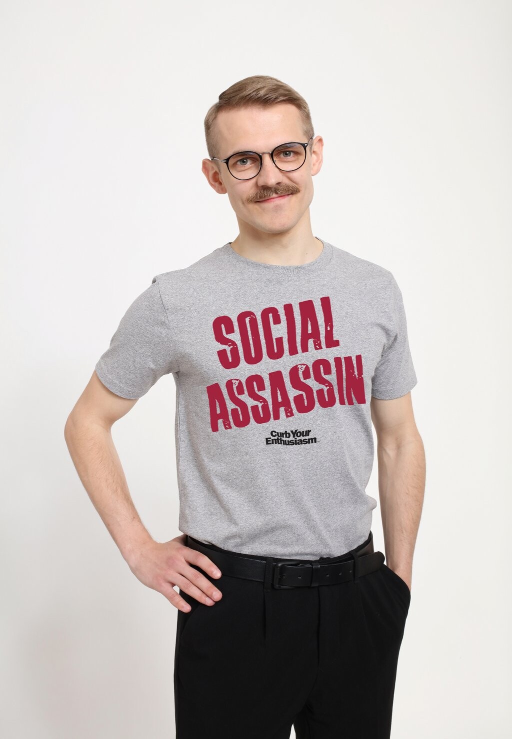 

Футболка с принтом CURB YOUR ENTHUSIASM SOCIAL ASSASSIN Henry Tiger, цвет Mottled Light Grey