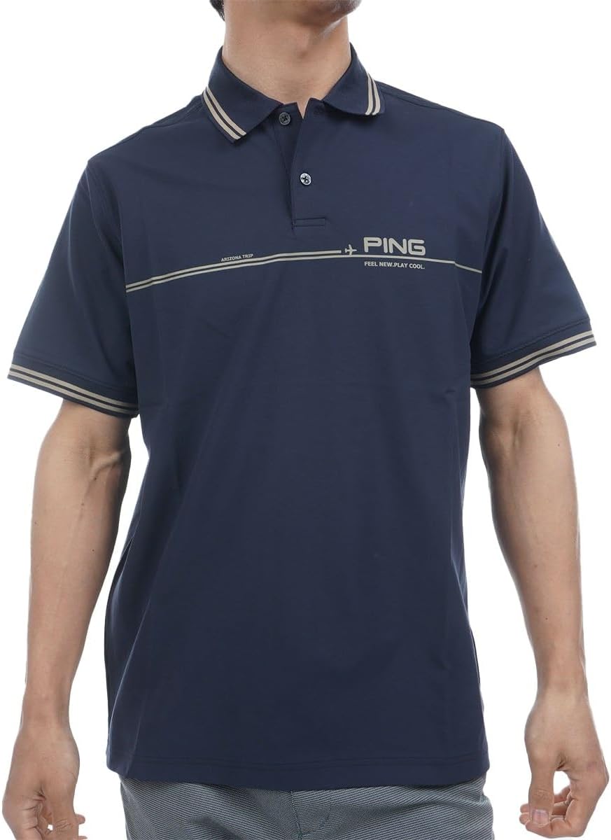 

Мужская поло-рубашка с коротким рукавом Pin Apparel 621-5160301 (впитывающая и быстросохнущая), для гольфа, темно-синяя (120navy), размер M Ping Apparel