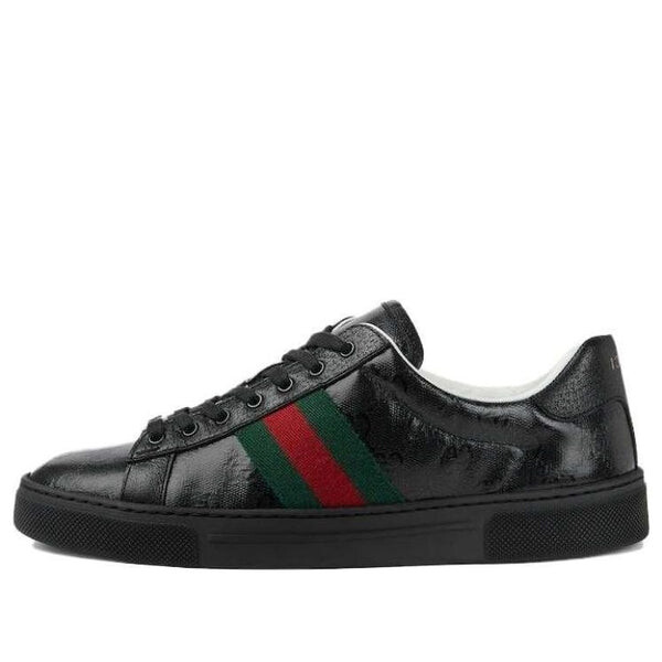 Кроссовки ace sneaker with web 'black gg crystal canvas' Gucci, черный