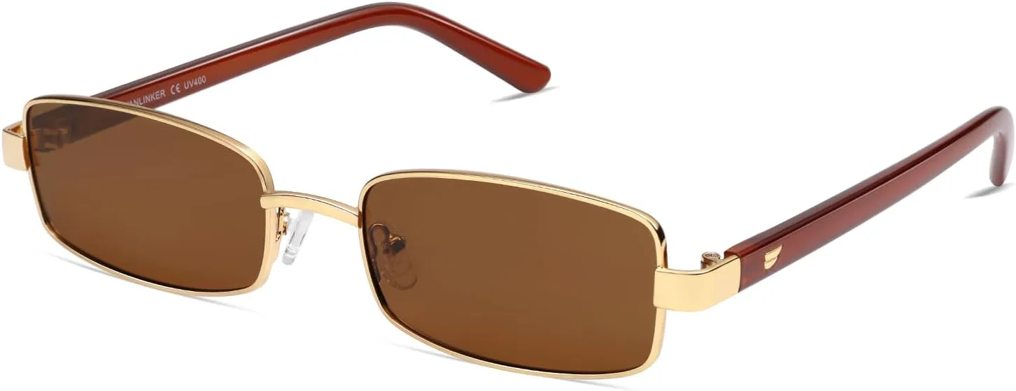 

Солнцезащитные очки VANLINKER Retro Rectangle Polarized для женщин и мужчин, маленькие, в стиле 90-х, модные, тонкие, узкие, прямоугольная оправа VL9684, Orange/Brown