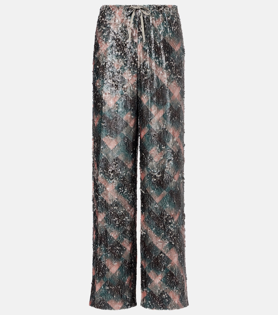 

Клетчатые брюки-палаццо с пайетками Dries Van Noten, Bottle