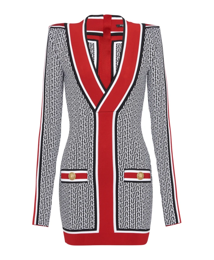 

Жаккардовое платье с монограммой Balmain, мультиколор
