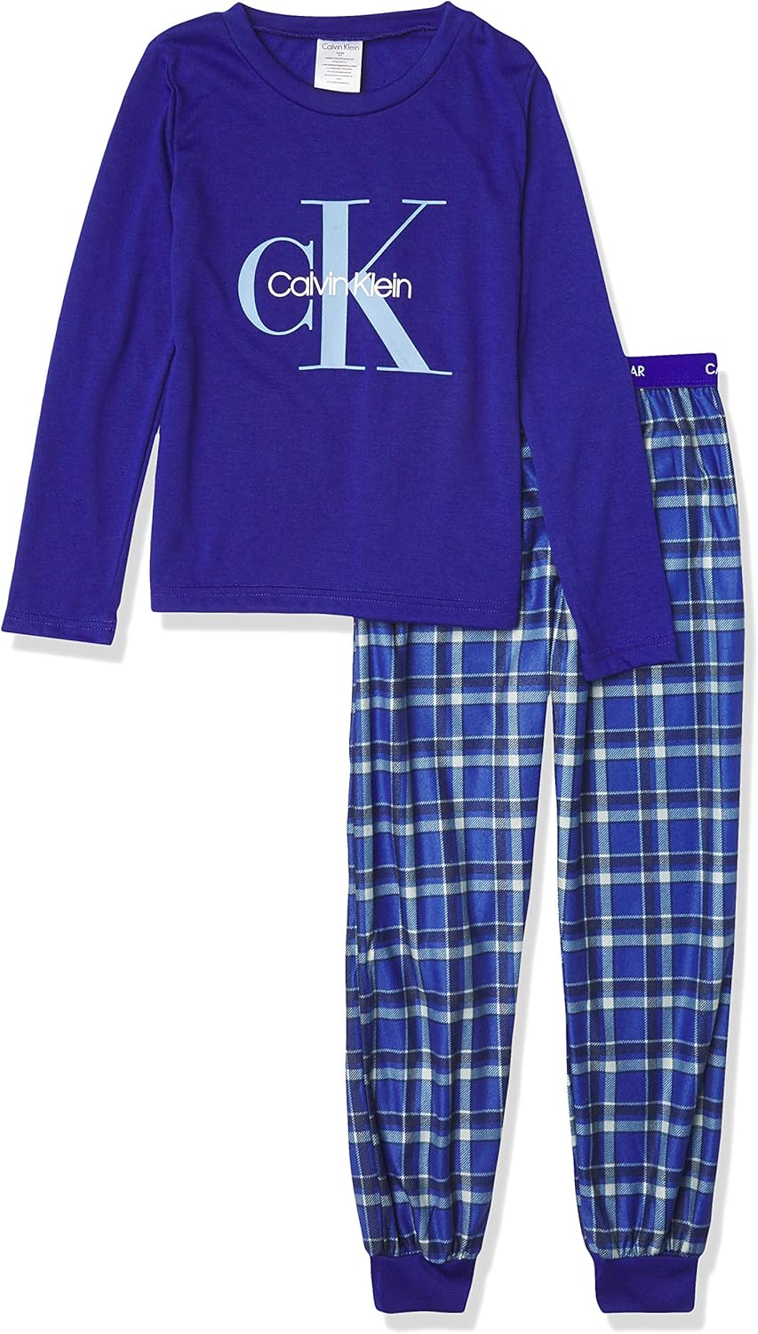 

Комплект из футболки с длинным рукавом и джоггеров Calvin Klein для мальчиков, Navy Seal / Ck Blue Plaid