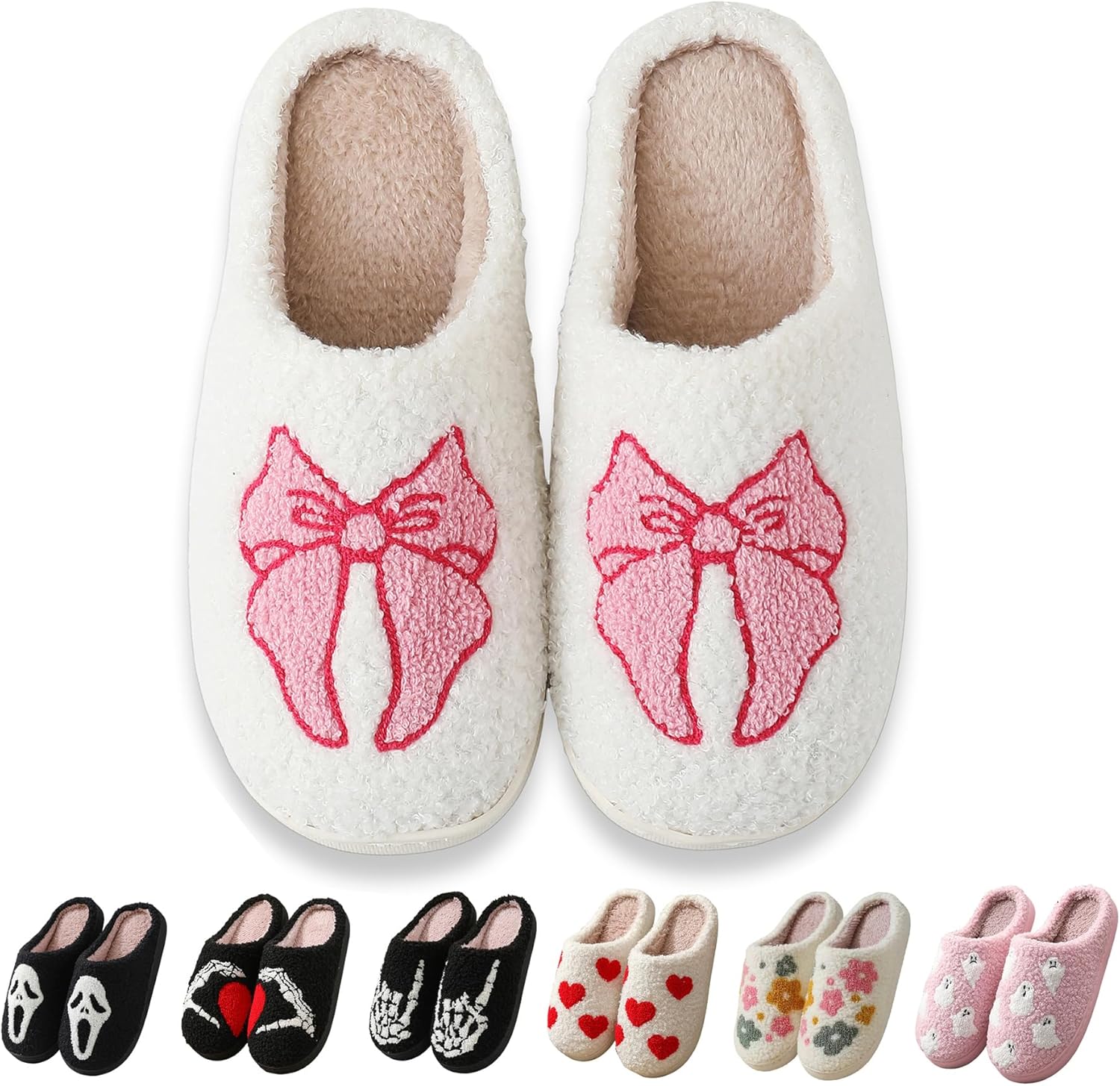 

Домашние тапочки на Хэллоуин для женщин и мужчин, мягкие плюшевые зимние праздничные тапочки, уютные домашние тапочки в стиле ретро, удобные рождественские тапочки для спальни и улицы Zuiyisu, розовый