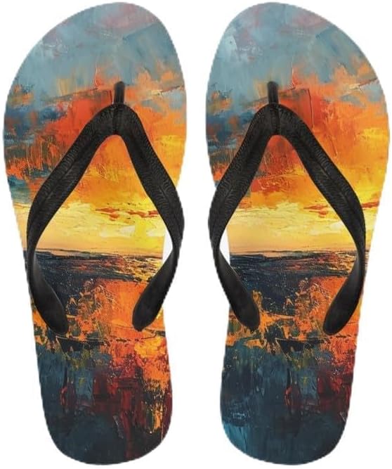 

Женские шлепанцы Semiouray с эффектом тай-дай, классические мужские вьетнамки Galaxy, этнические мягкие удобные унисекс шлепанцы для ванной, Retro Oil Painting Sunset