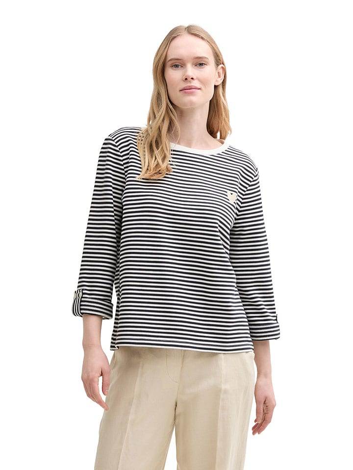 

Tom Tailor Футболка с длинными рукавами темно-синего/белого цвета