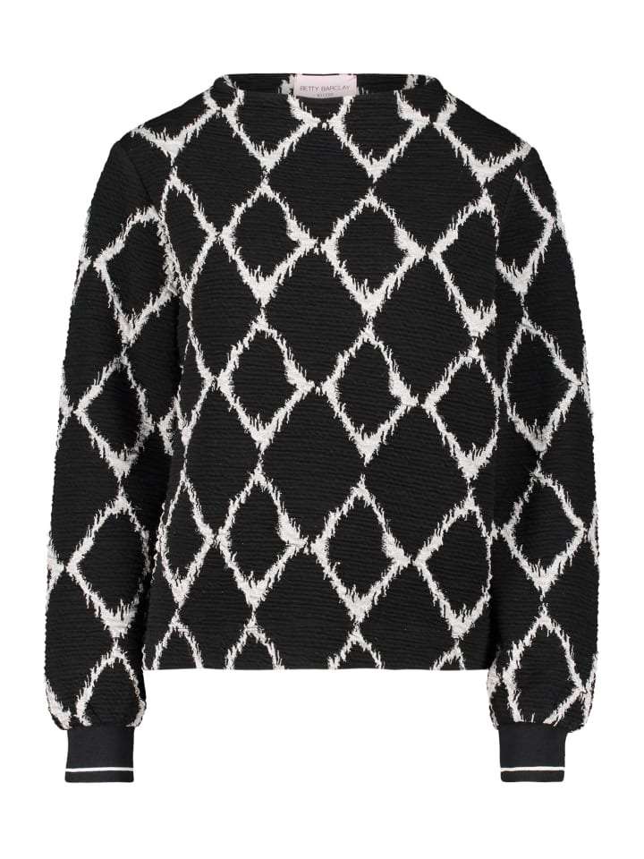 

Толстовка с ребристыми манжетами черного/бежевого цвета Betty Barclay, Черный, Толстовка с ребристыми манжетами черного/бежевого цвета Betty Barclay