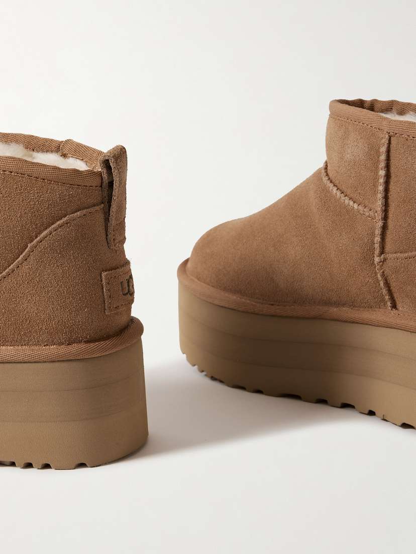 Классические ультрамини-сапоги из овчины на платформе Ugg, коричневый — фото 4
