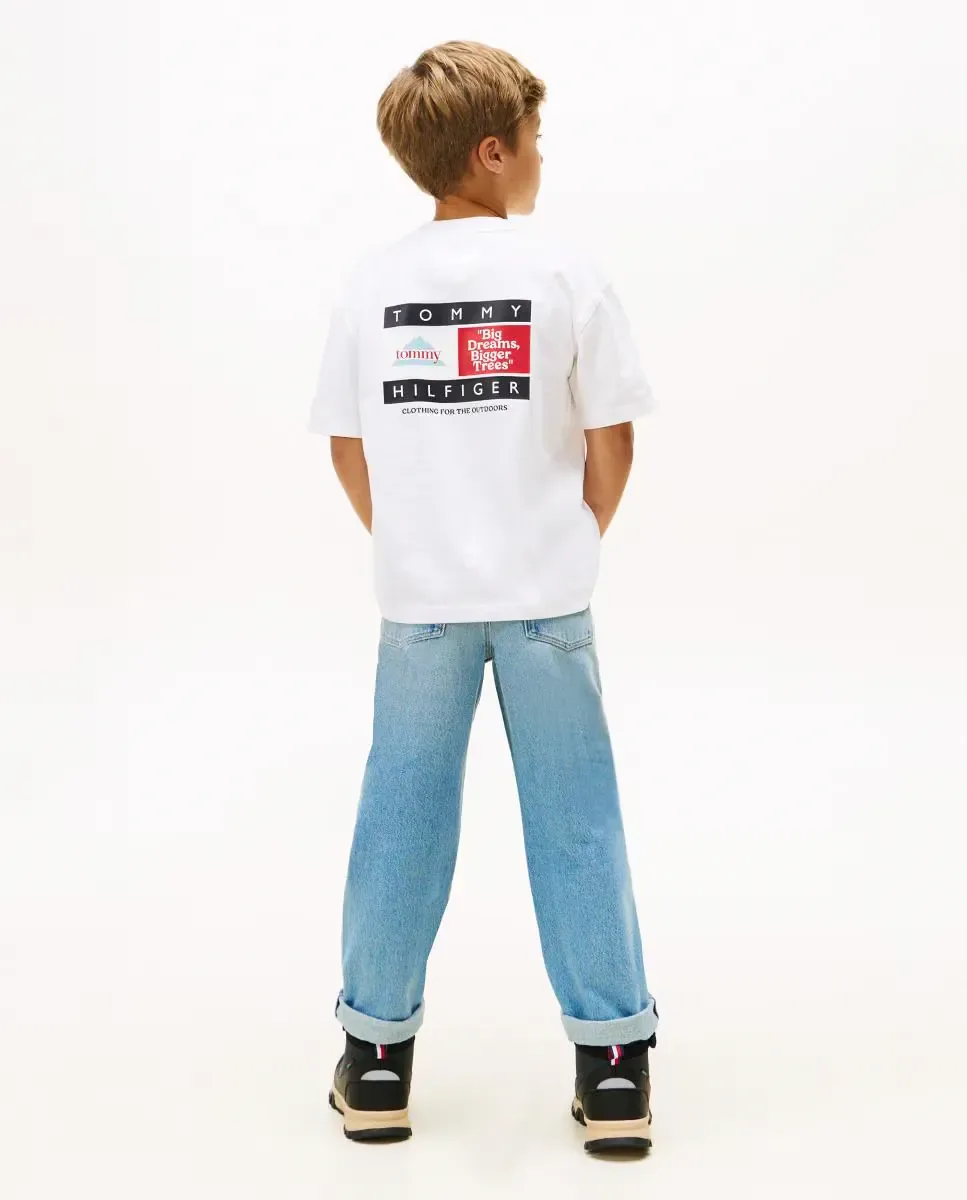 Детская футболка с принтом спереди и сзади Tommy Hilfiger, белый — фото 2