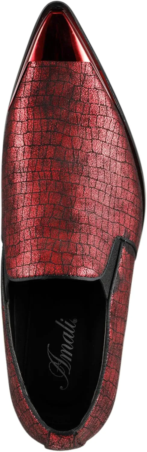 

Мужские праздничные лоферы Amali Sparkling с металлическим носком - мужская обувь для выхода - металлические лоферы для мужчин - диско-туфли для мужчин - дизайнерская обувь, красный