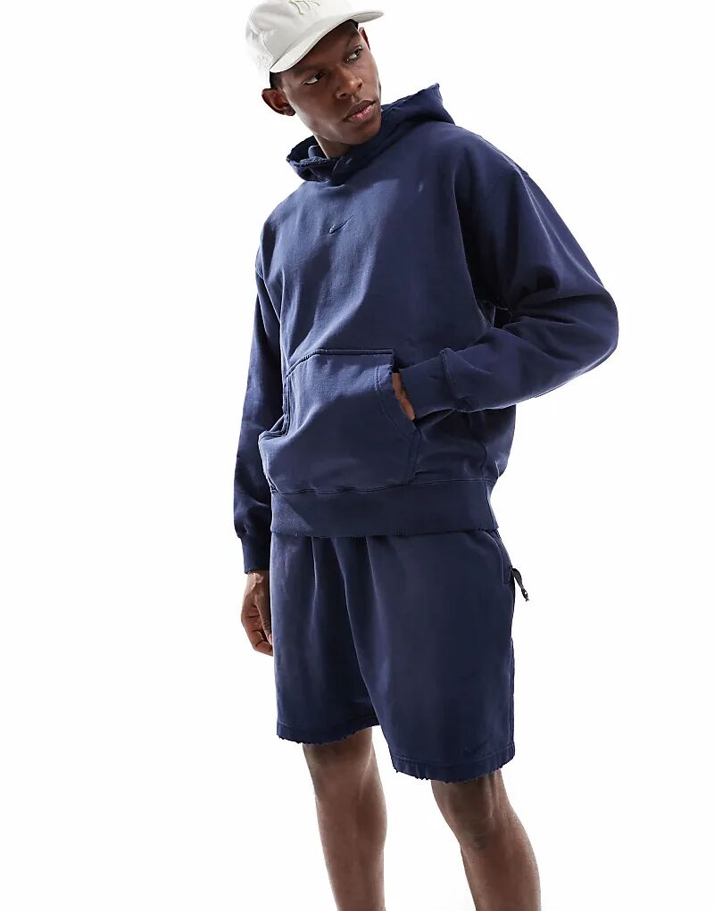 

Шорты из французского терри Nike Solo Swoosh темно-синего цвета