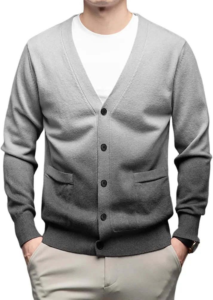 

Мужской кардиган с V-образным вырезом и градиентной вязкой XYGJZ