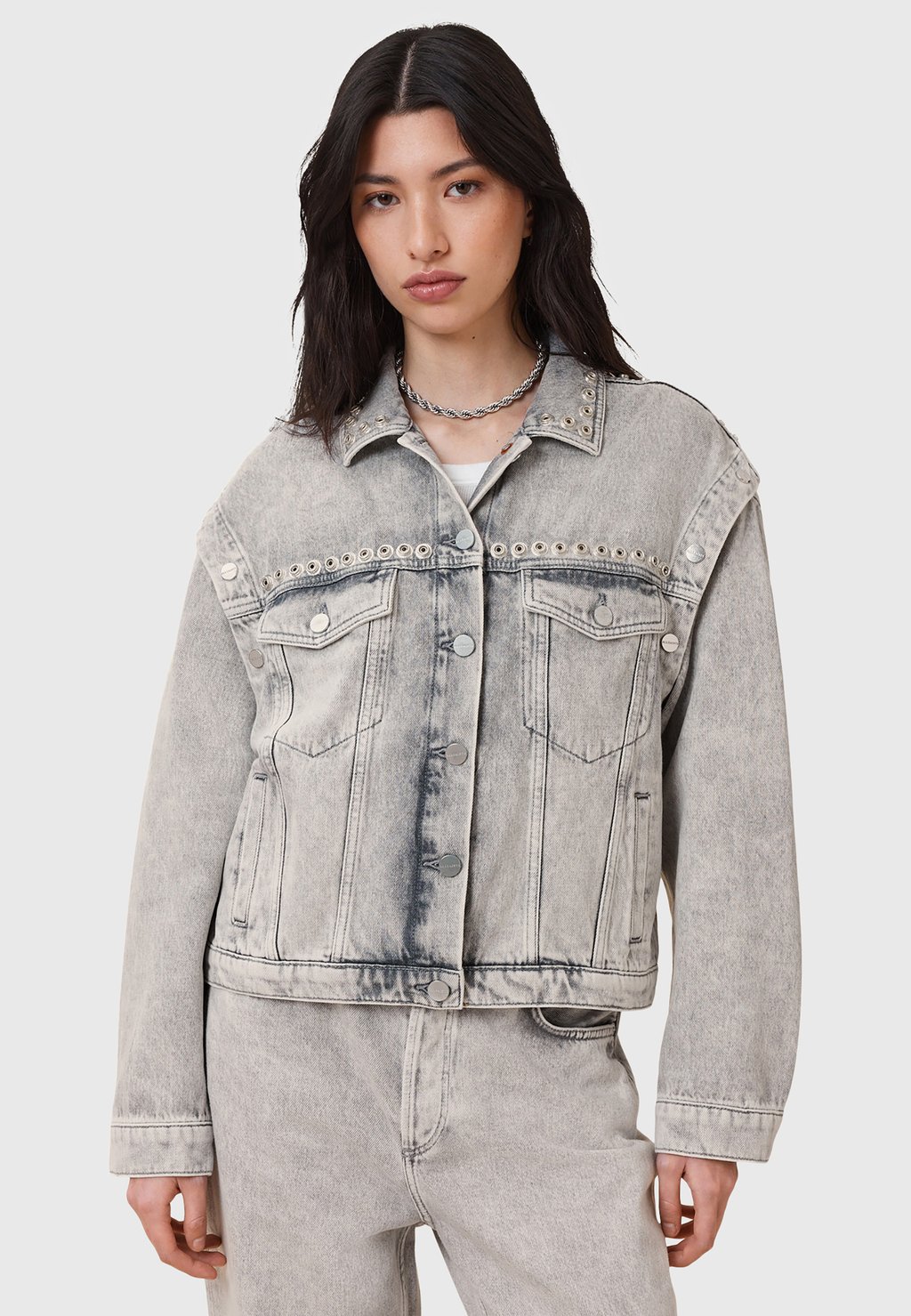

Джинсовая куртка CHLO STUD JACKET AllSaints, серый