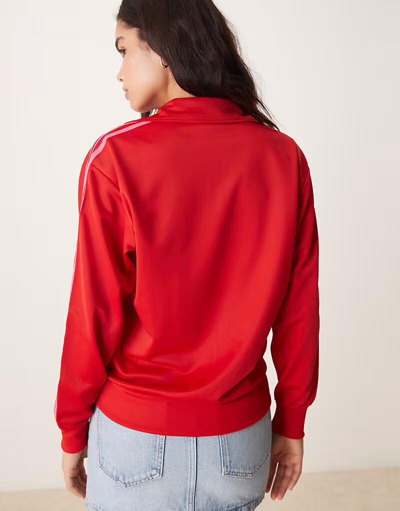 Свободный спортивный топ Adidas Originals Firebird в красном и розовом цвете — фото 3