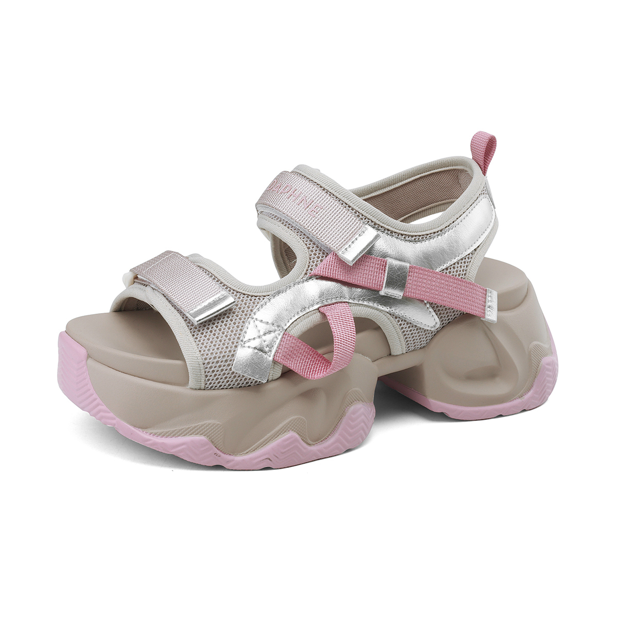 DAPHNE Пляжные сандалии женские бело-бежевые с фиолетовым, цвет Beige Purple