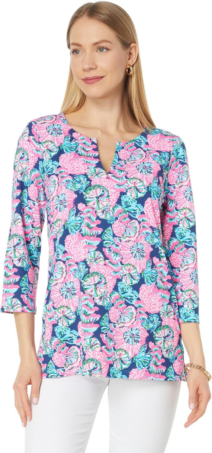 

Туника Lilly Pulitzer UPF 50+ Karina Tunic, цвет Oyster Bay Navy Shroom with A View