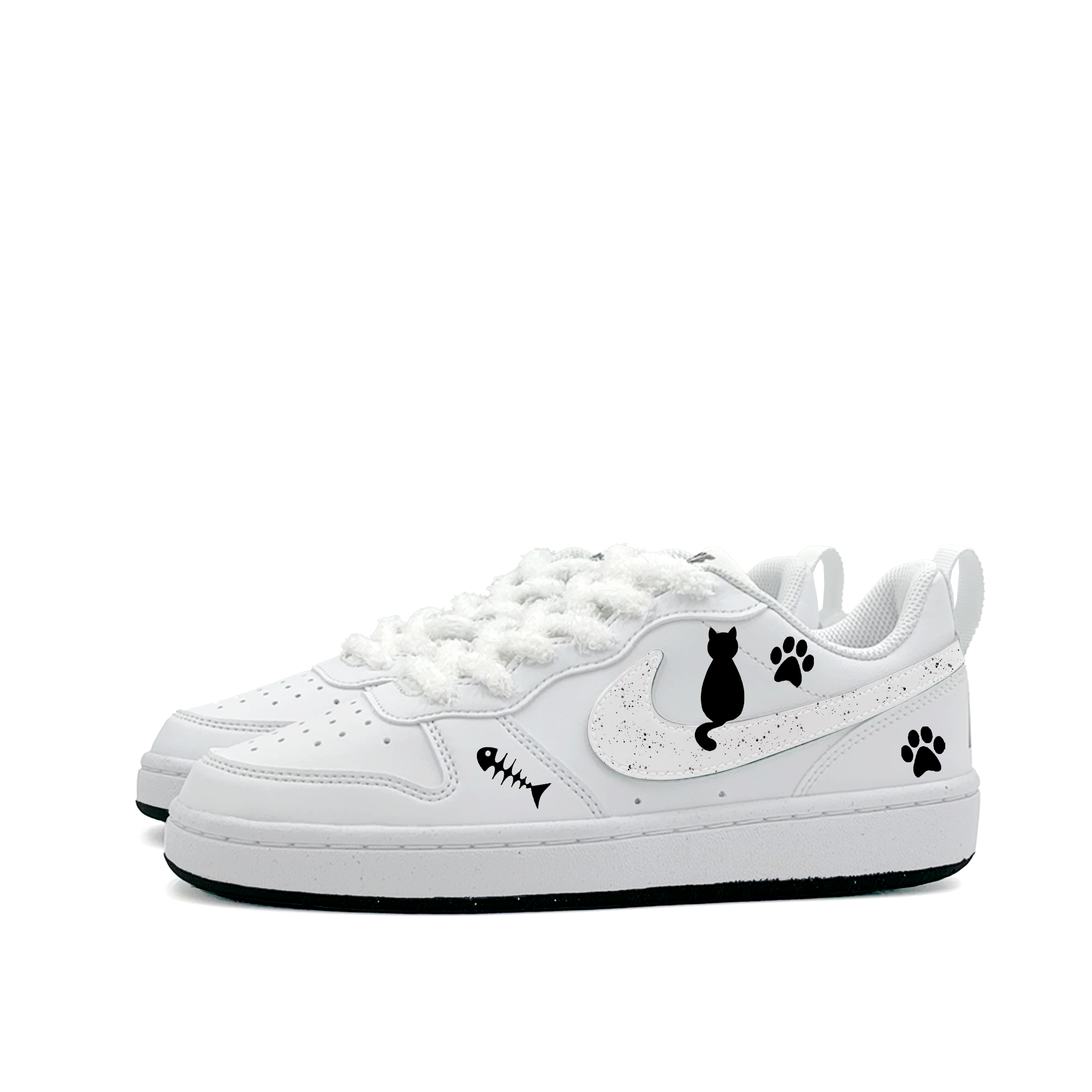 Nike Кроссовки для скейтбординга Court Borough Secret Kitten Abrasion Resistant Low top для детей, черные, унисекс — фото 4