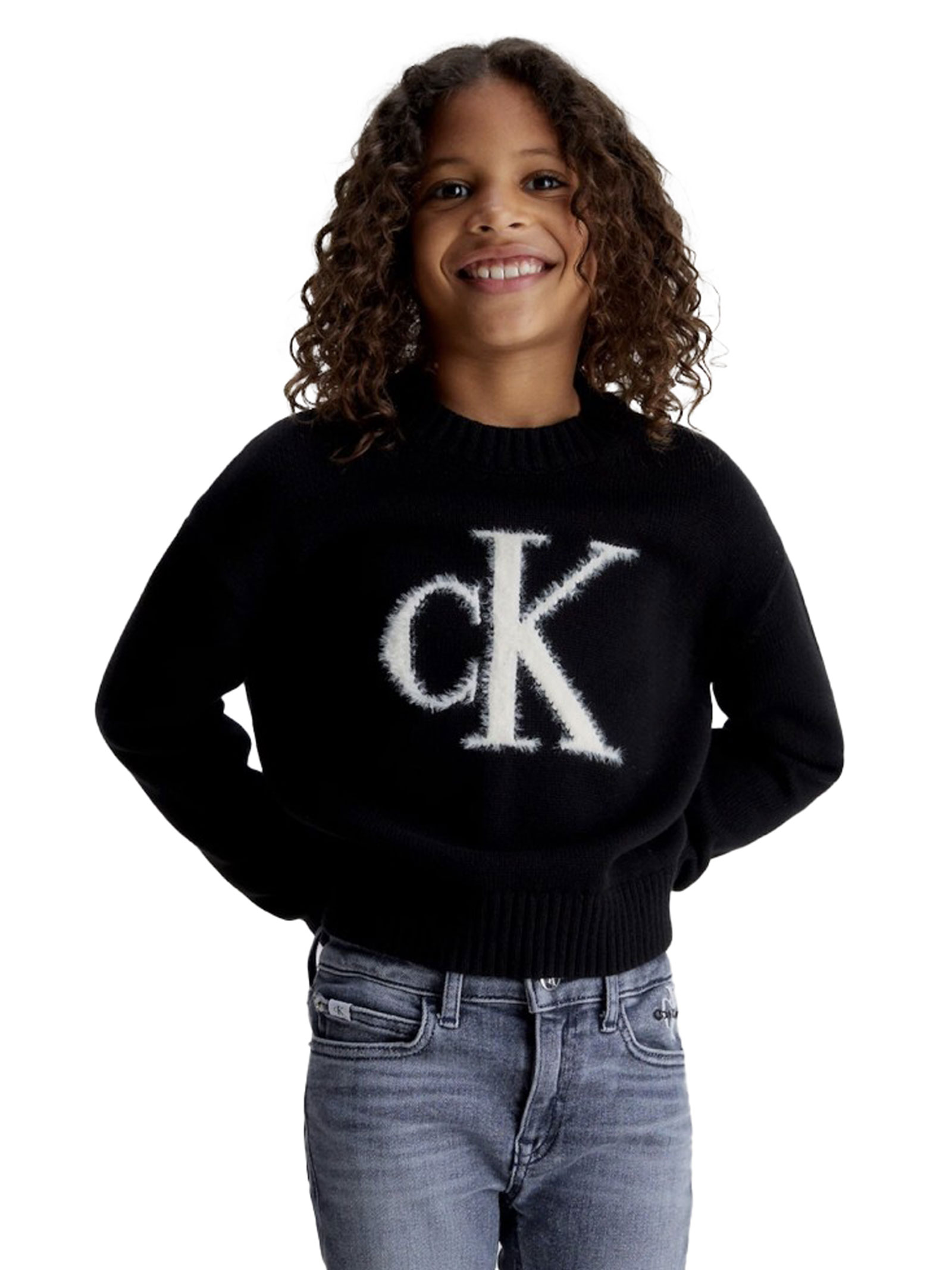 

Свитер maglione con logo a peluche Calvin Klein, черный