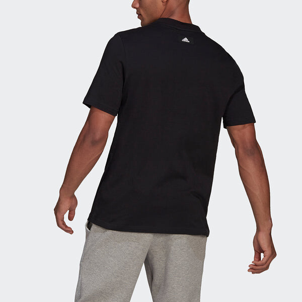 Футболка m fi tee bos a logo printing round neck sports short sleeve black Adidas, черный — фото 3