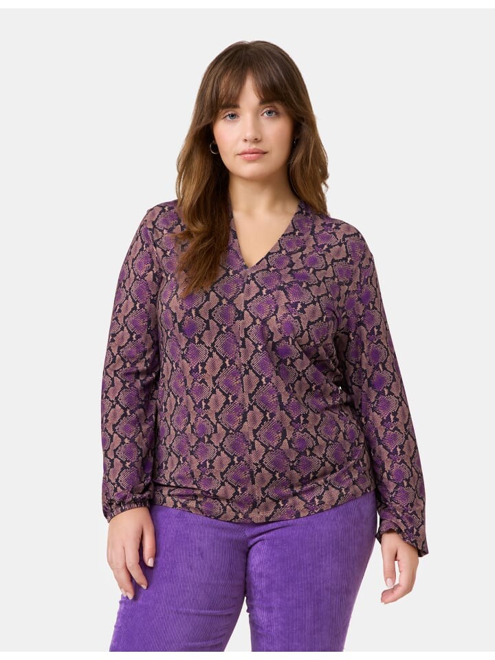 

Лонгслив SAMOON T-Shirt Langarm Rundhals, цвет Caramel gemustert
