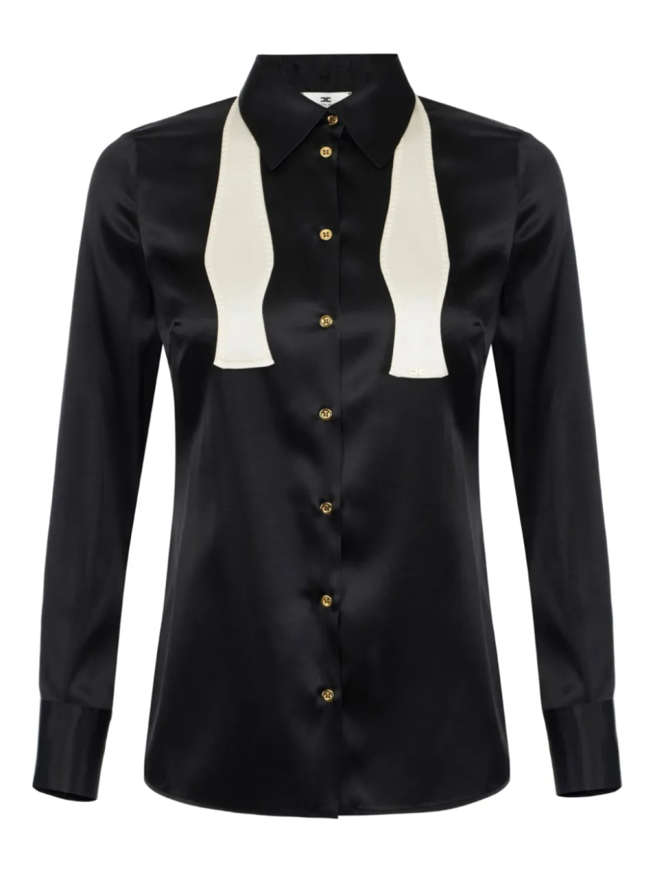 

Атласная рубашка с бантом Elisabetta Franchi, черный