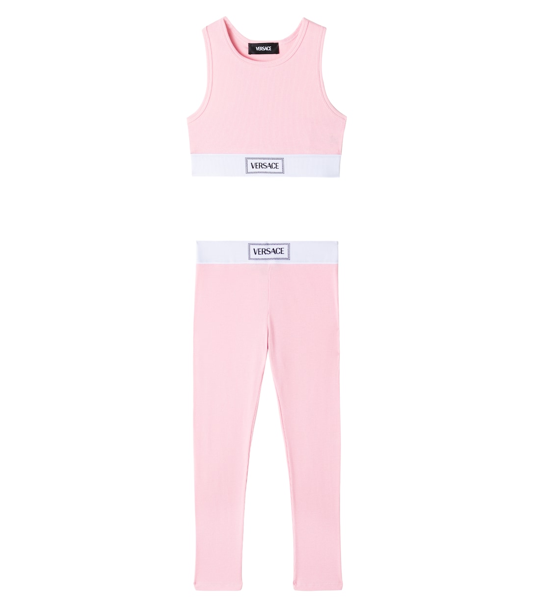 

Комплект из хлопкового джерси: укороченный топ и леггинсы Versace Kids, 95 Pastel Pink