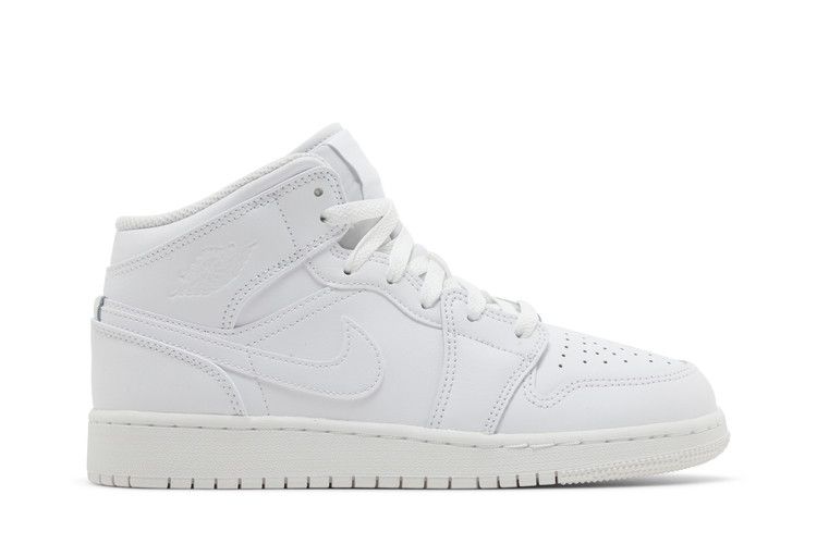 Кроссовки Air Jordan Air Jordan 1 Mid GS 'Triple White' 2023, белый — фото 2