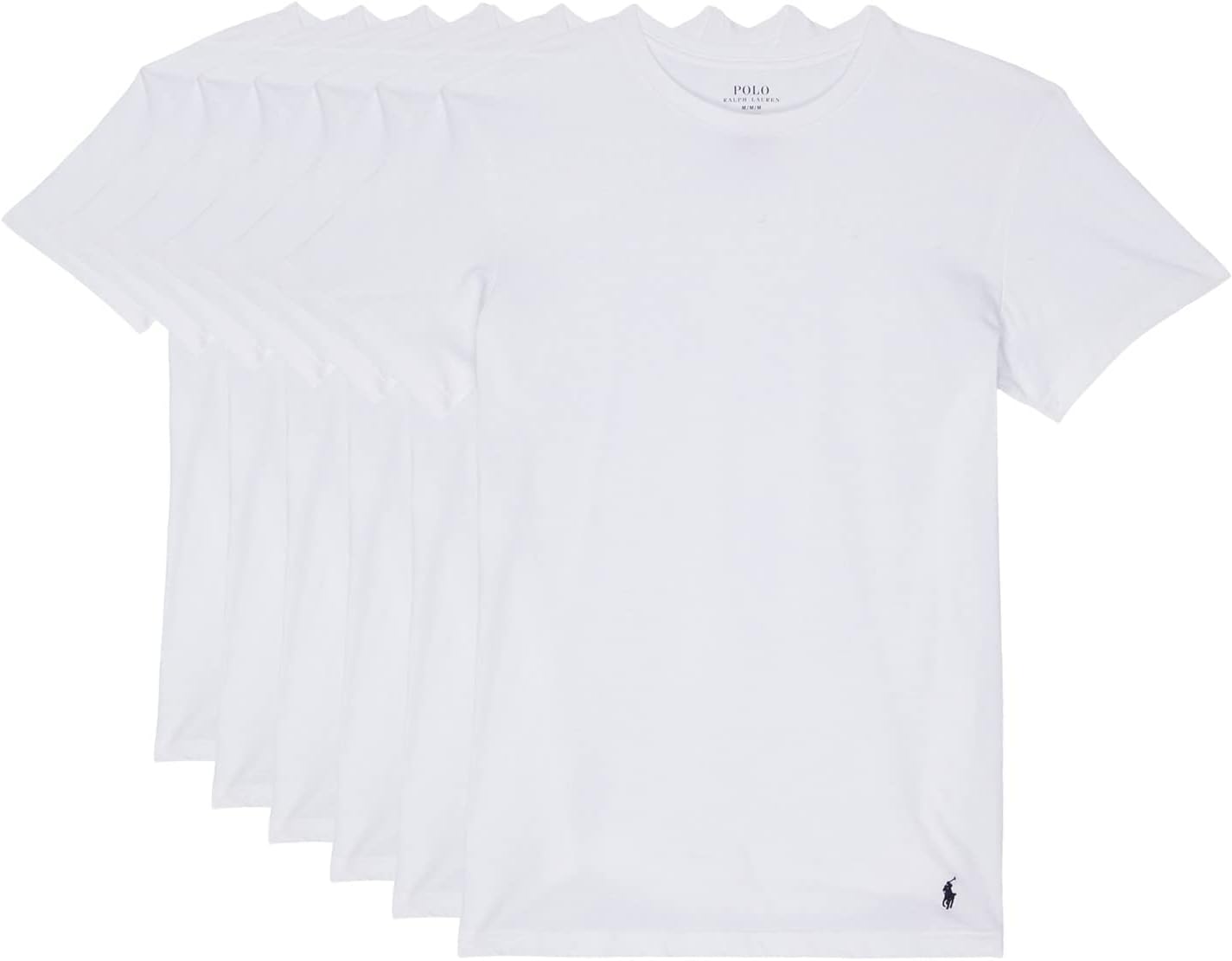 

Футболка POLO RALPH LAUREN Classic Fit Crew Neck T-Shirts - Pack of 6 - 100% Cotton - Straight Hem - Short Sleeves, 6 White/Cruise Navy