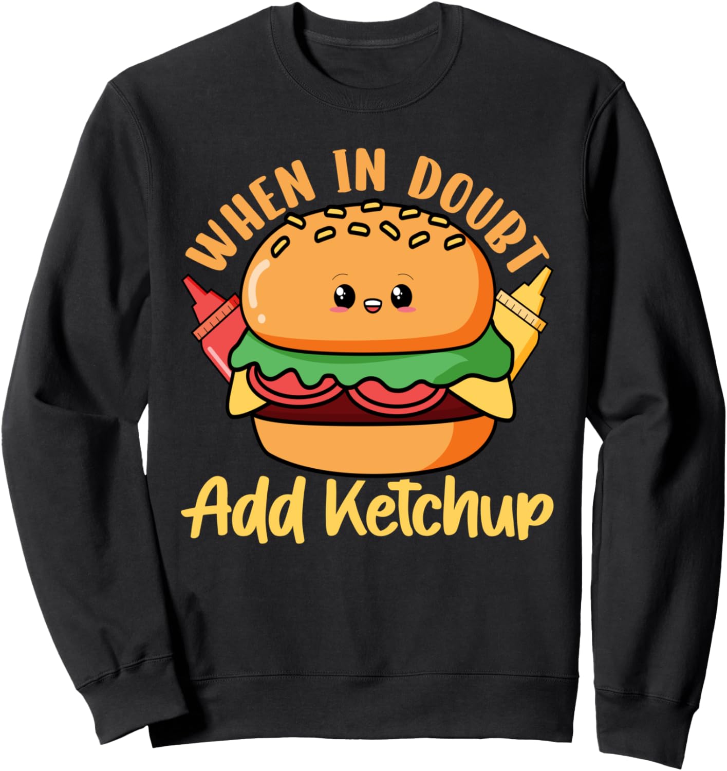 

Если сомневаетесь, добавьте кетчуп. Толстовка с чизбургером Hamburger Fast Food And Barbecue Designs, черный