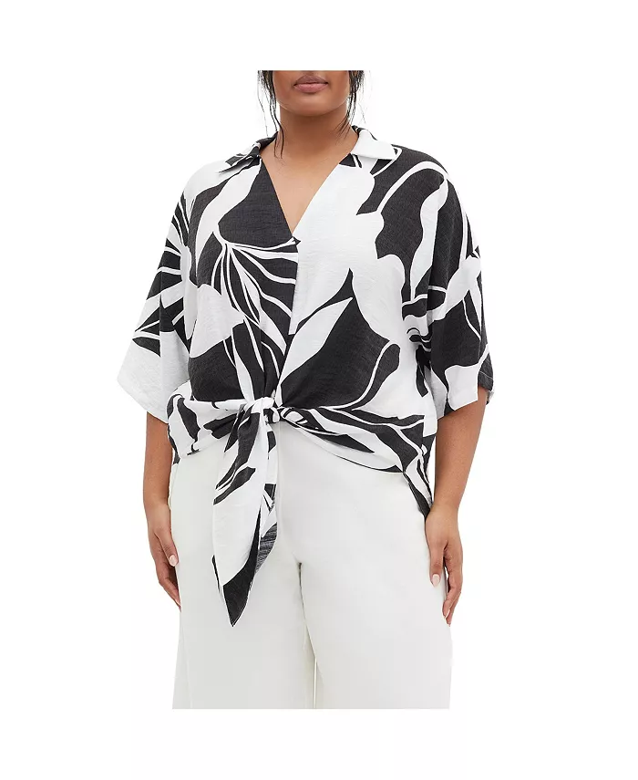 

Рубашка с принтом галстука Plus Size CITY CHIC, черный