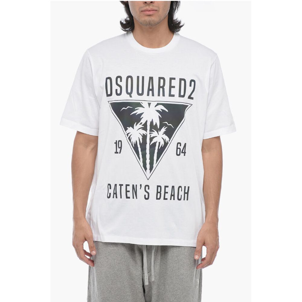 

Футболка с круглым вырезом и переливающимся принтом Dsquared2, White