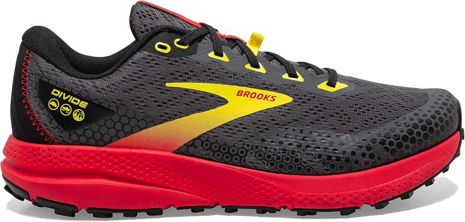 Мужские беговые кроссовки Brooks Division 3, Black Fiery Red Blazing Yellow — фото 3
