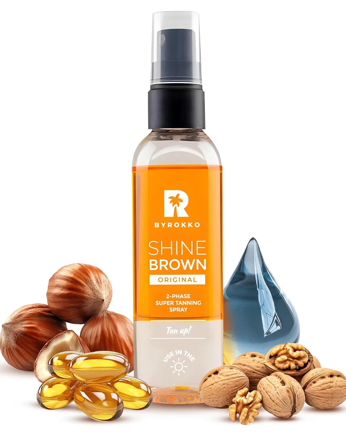 Двухфазное масло для загара Shine Brown с гиалуроновой кислотой Byrokko